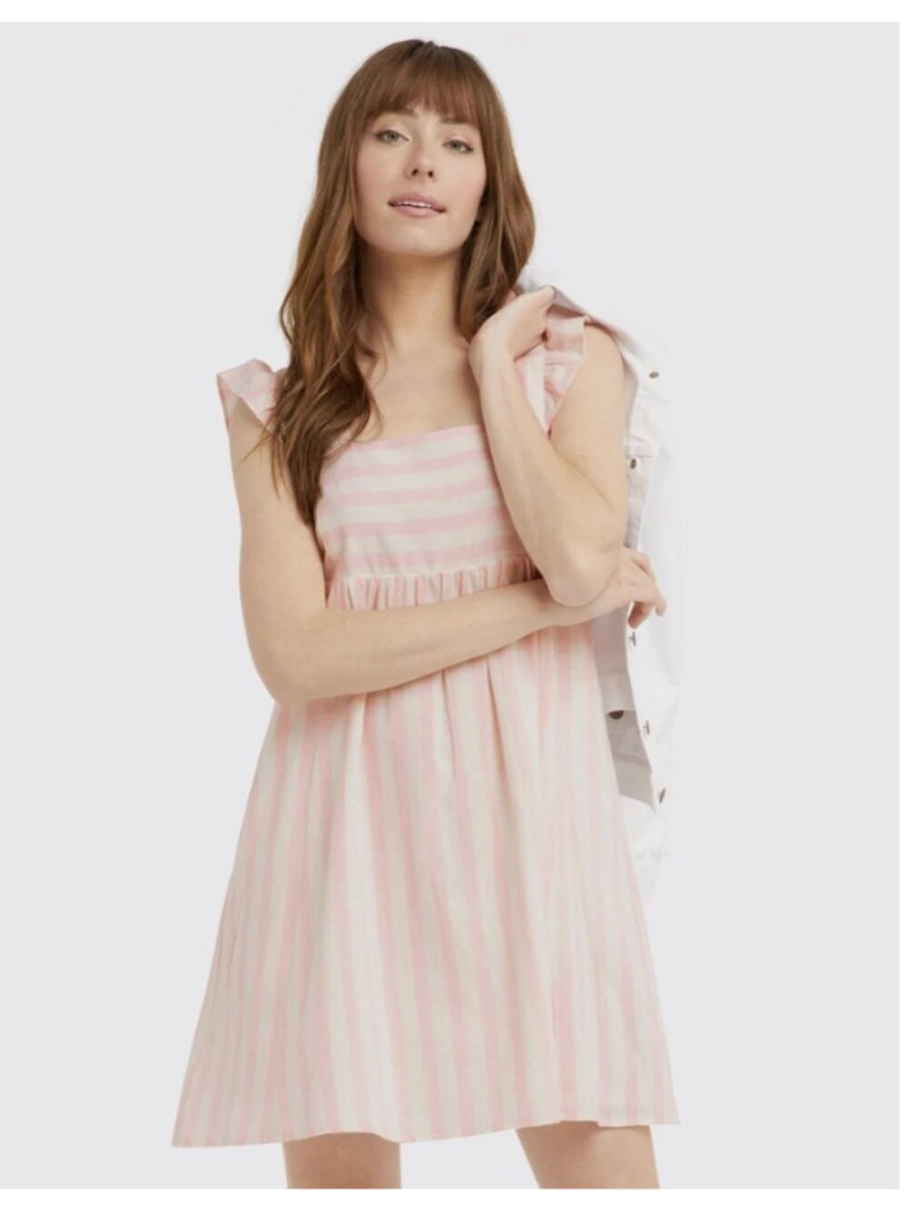 New! Draper James Maddie Cabana Stripe Linen/Cotton Mini Babydoll Dress Size XXL